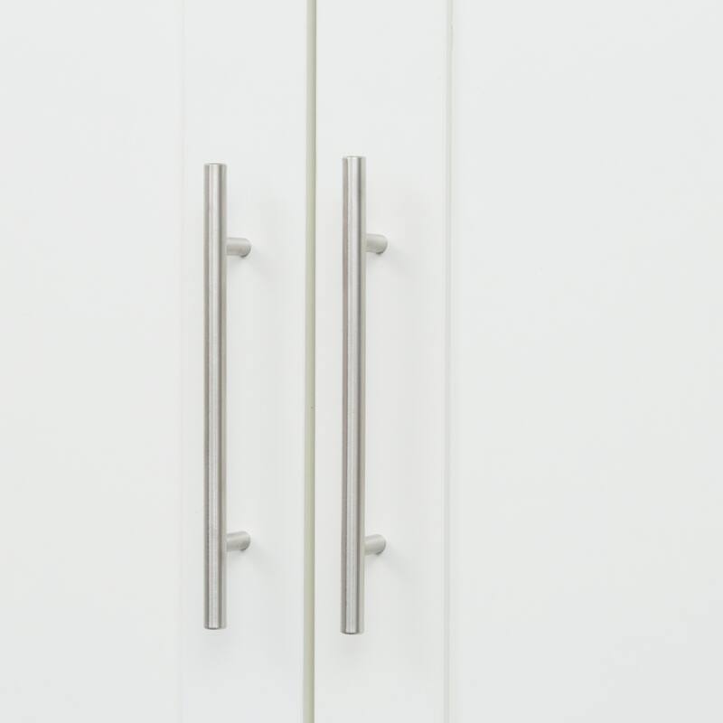 2 Door Wooden Wardrobes, Equipped with Suspension Rods and Drawers, Large Capacity Bedroom Wardrobe Storage Cabinets
