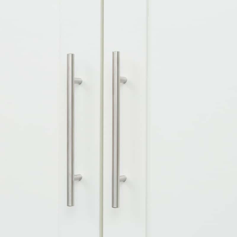 White Wood Wardrobe Armoire Storage Cabinet with Doors,Drawers,Hanging Rod
