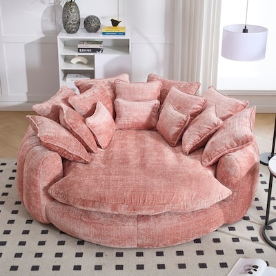 81.10" Double Bread Extra Large Round Sofa Bed with Armrests and Large Cushions