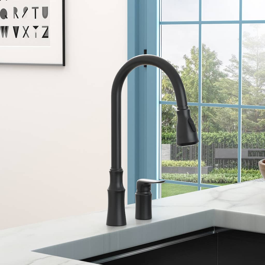Kitchen Sink Faucet with Separate Handle, Matte Black