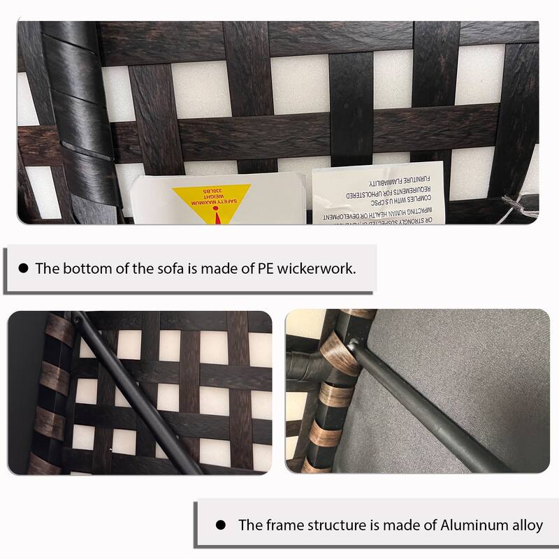 Modular Sofa with Aluminum Structure, Support and Back Cushion Cover-Removable, Fade-resistant, Waterproof Sofa Cover Included