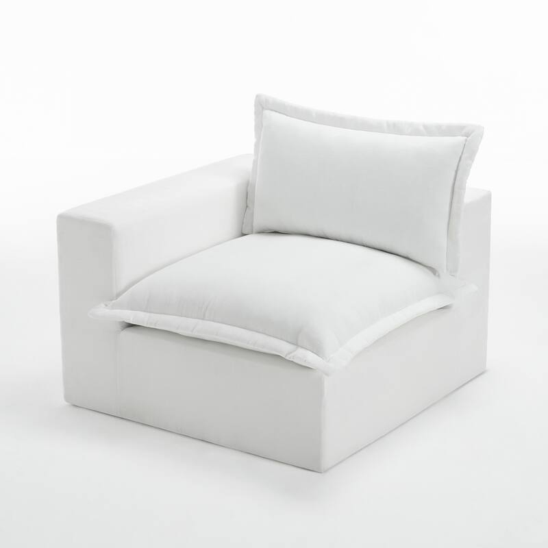 42"W Chenille Upholstered No Assembly Corner Chair - Left Facing - Beige