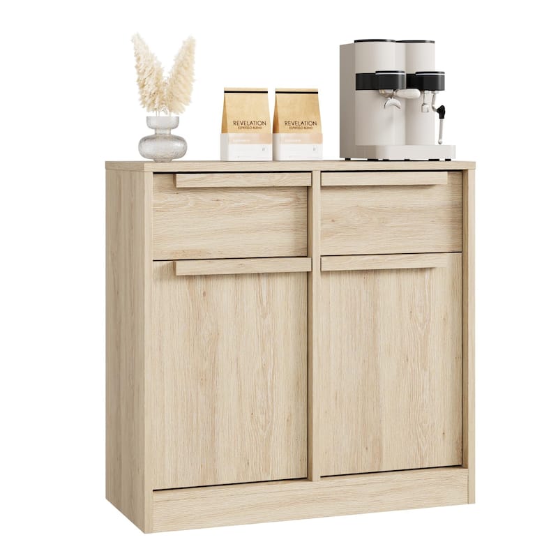 Sideboard Buffet Cabinet with 2 /4Drawers, 31.5"/62.4" Large Coffee Cabinet with Storage - Yellow - 2-drawer