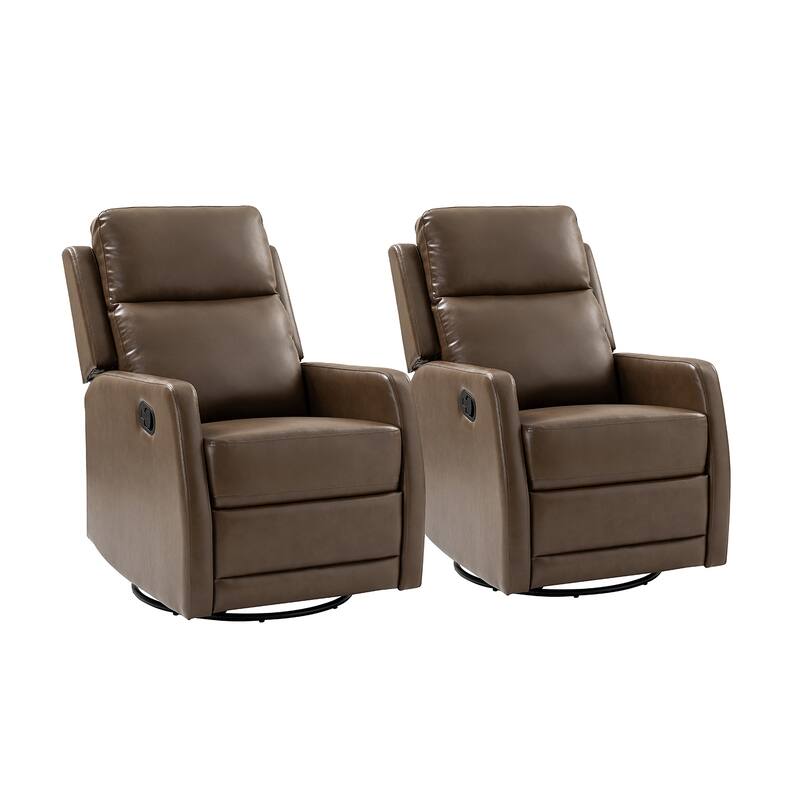 Esteban Modern Faux Leather Manual Rocking Swivel Recliner with Wingback Set of 2