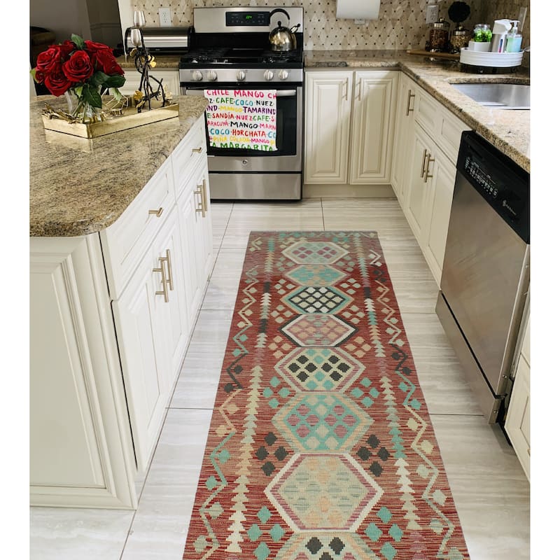 Sun Faded Flatweave Silvia Red/Ivory Runner - 2'9" x 9'9"
