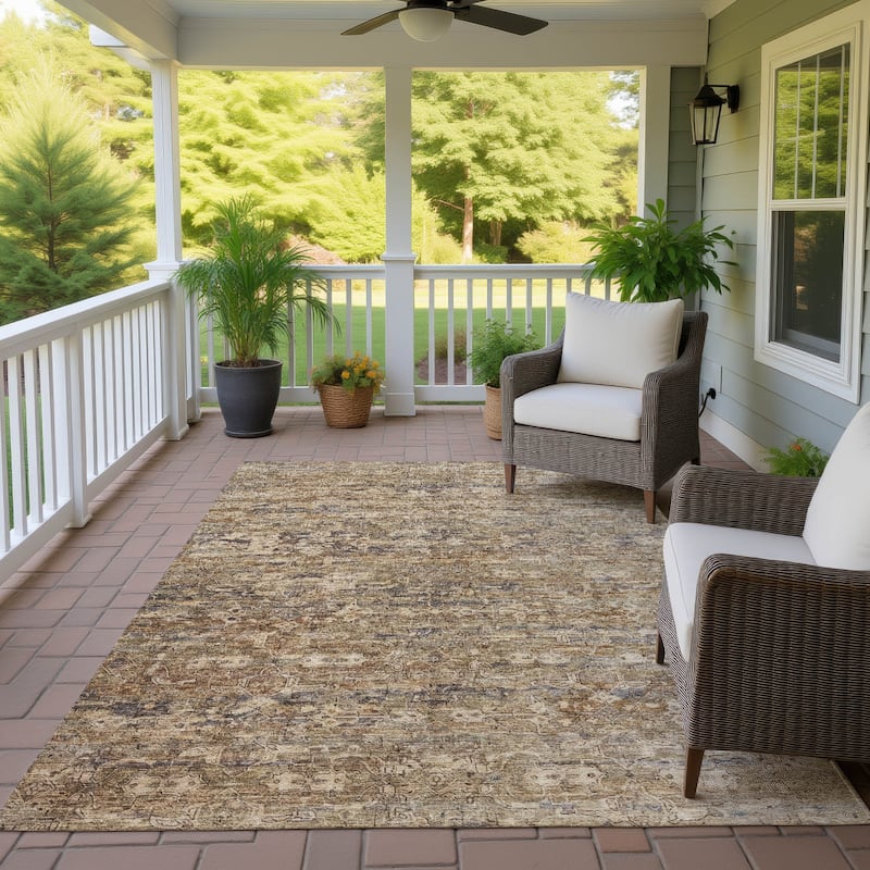 Machine Washable Indoor/ Outdoor Traditional Harmony Chantille Rug