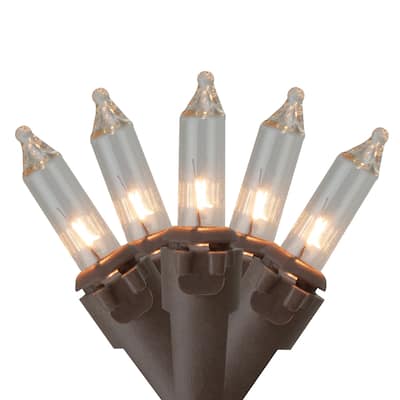 20-Count Clear Mini Christmas Light Set 4ft Brown Wire - 4'