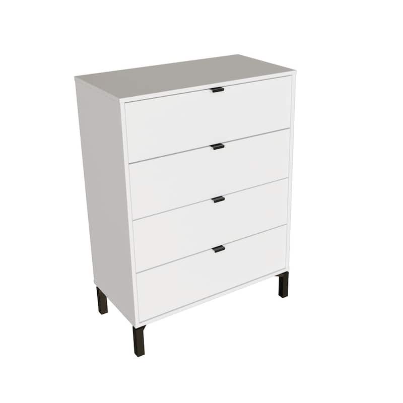 HomeRoots 30" White Four Drawer Standard Chest