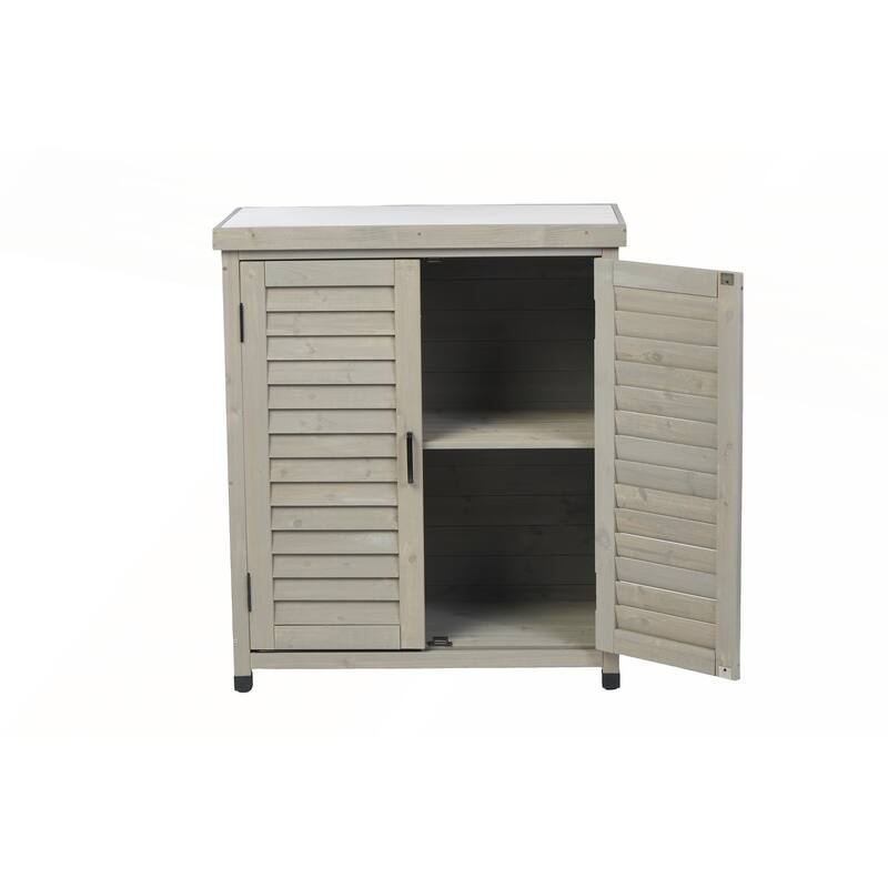 Potting Bench with Storage Cabinet and Metal Table Top