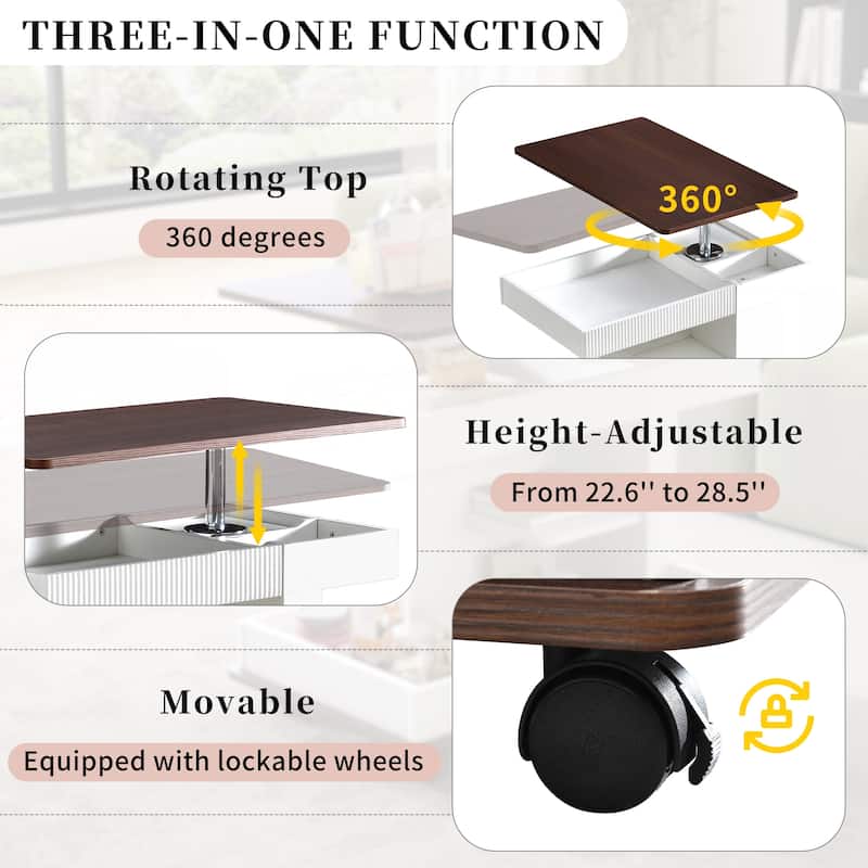 Modern Multifunctional Sofa Side Table with Lift-Top