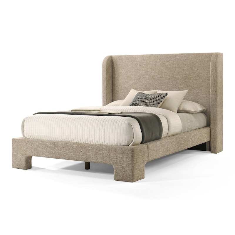Modrest Emilio Modern Beige Fabric Bed
