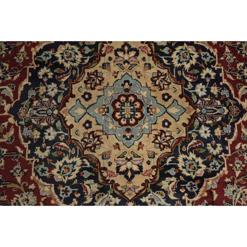 Hand Knotted Oriental 100% Wool Carpet Traditional Floral Red Kashan Area Rug - 13' 5'' X 9' 7''