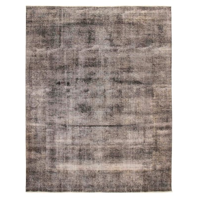 ECARPETGALLERY Hand-knotted Color Transition Black, Dark Grey Wool Rug - 9'4 x 12'1