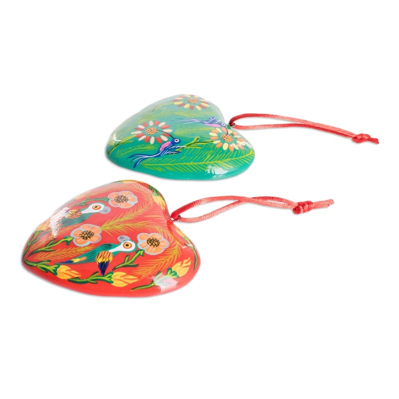 Novica Handmade Hearts Of Nature Ceramic Ornaments (Set Of 6)