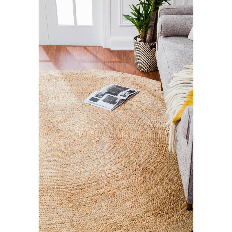 Jani Tara Braided Natural Jute Area Rug - Kerala Round Rug, 4-Feet, Durable, Superior Quality