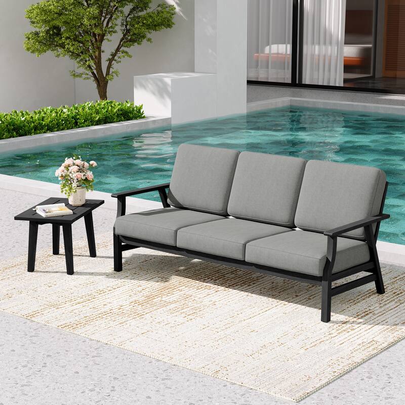 2-Piece Teak Outdoor Sofa Set with Table