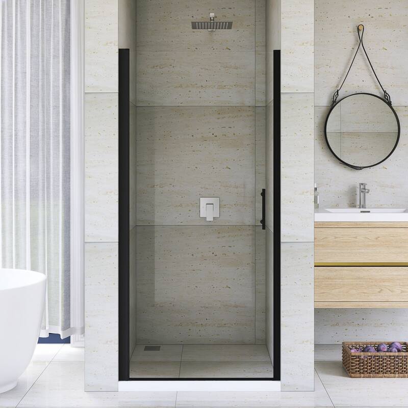 Pivot Semi-Frameless Shower Door in Matte Black Finish - 34'' x 0.23'' x 72''