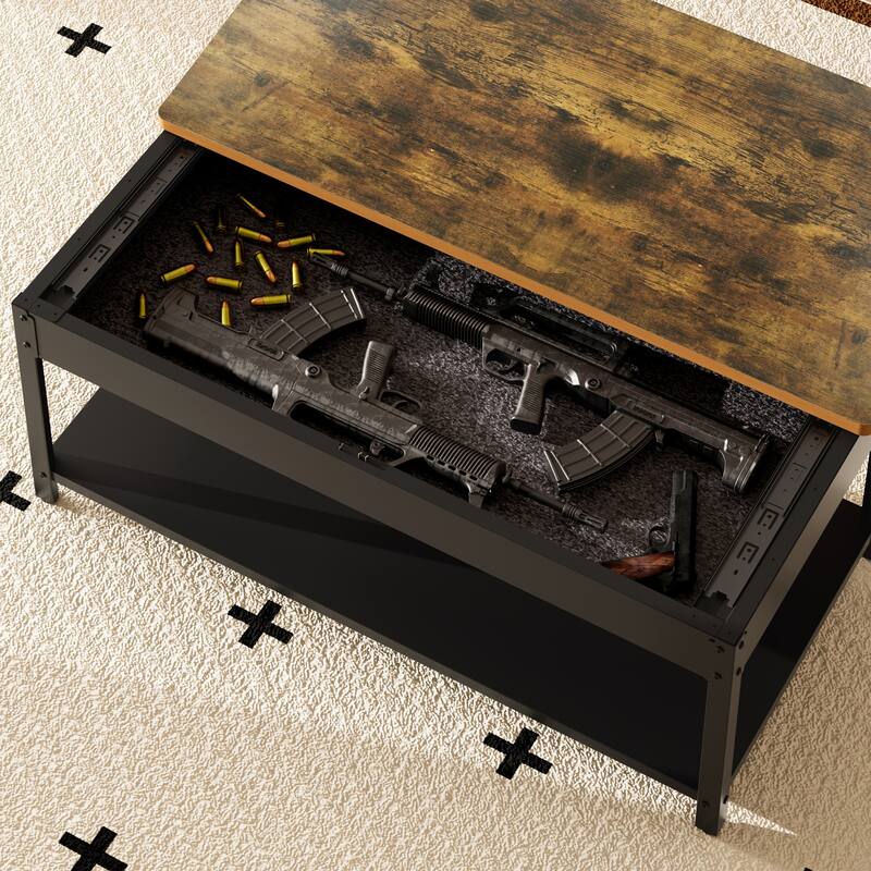 Modern Coffee Table End Table with Lockable Drawer, Double-Layer Accent Table Dining Table with Hidden Storage - Wood