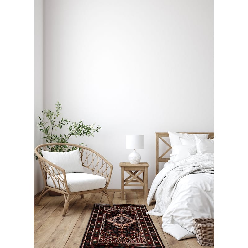 ECARPETGALLERY Hand-knotted Teimani Black Wool Rug - 3'3 x 6'3