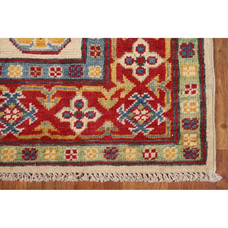 Kazak Area Rug Hand-Knotted Oriental Beige Wool Carpet - 4'0" x 6'0"