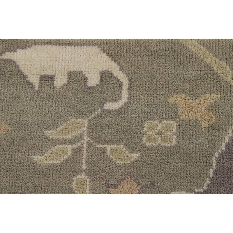 Transitional Beige Oushak Indian Area Rug Handmade Wool Carpet - 8'9" x 12'1"