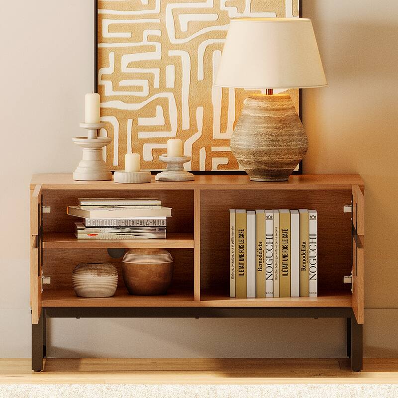 WAMPAT Modern TV Stand Entertainment Center TV Console with Storage Cabinets