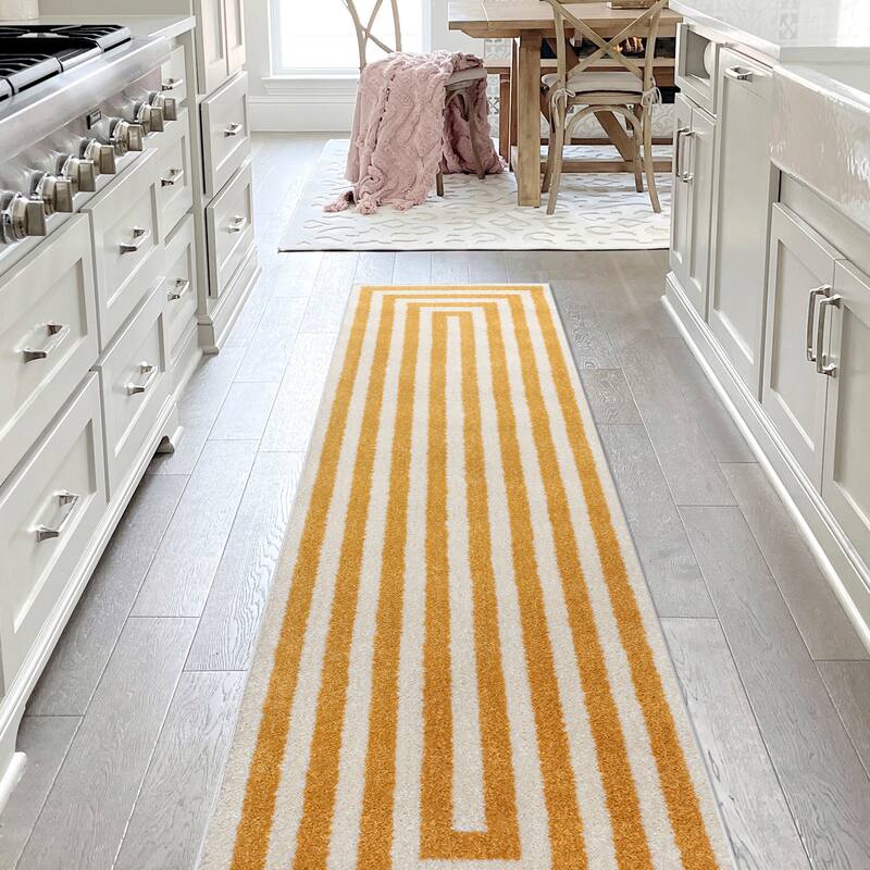 JONATHAN Y Olivier Modern Classic Mitre Stripe Brown/Ivory Rug