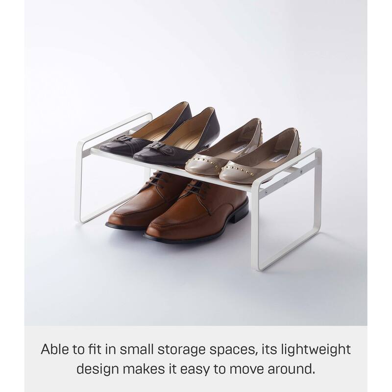 Yamazaki Home Stackable Shoe Rack, Steel, Holds up to 4 pairs of shoes per shelf, Holds 6.6 lbs, Expandable