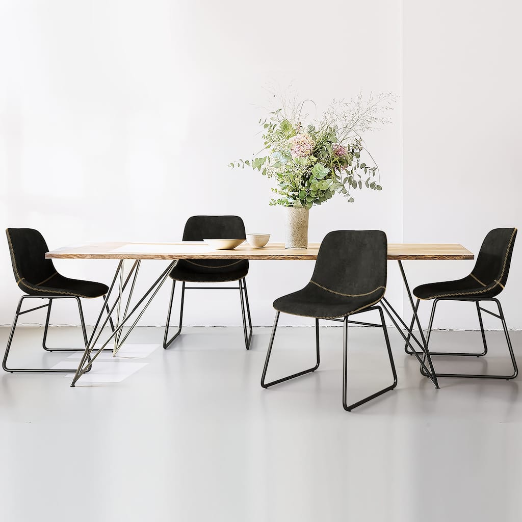18 in. Modern Faux Leather Upholstered Kitchen Dining Chairs Set of 4 With Metal Frame - 22.83 in.W x 20.28 in.D x 31.89 in.H