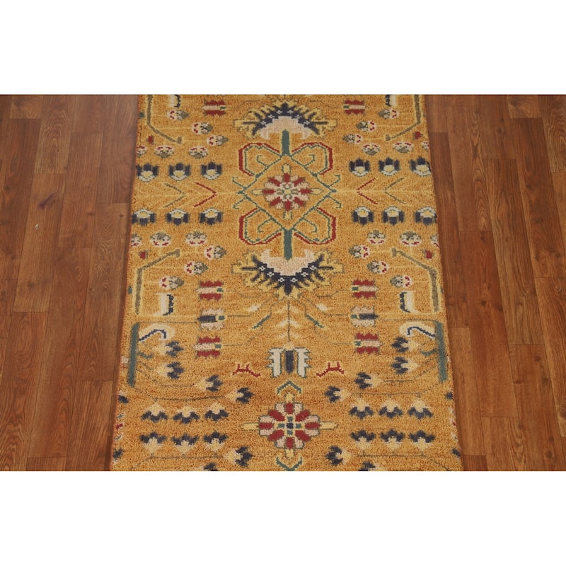 Orange & Rust Kazak Indian Runner Rug Handmade Wool Carpet - 2'6"x 12'0"