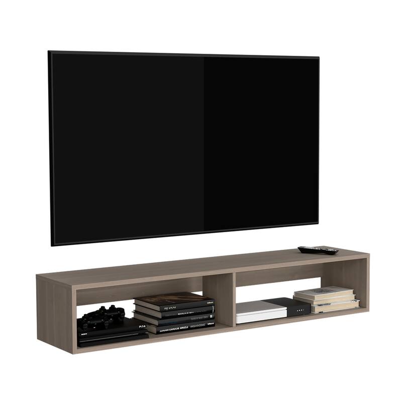Modern Wall-Mounted TV Console with Dual Shelves & Cable Management, Ideal for Small Spaces