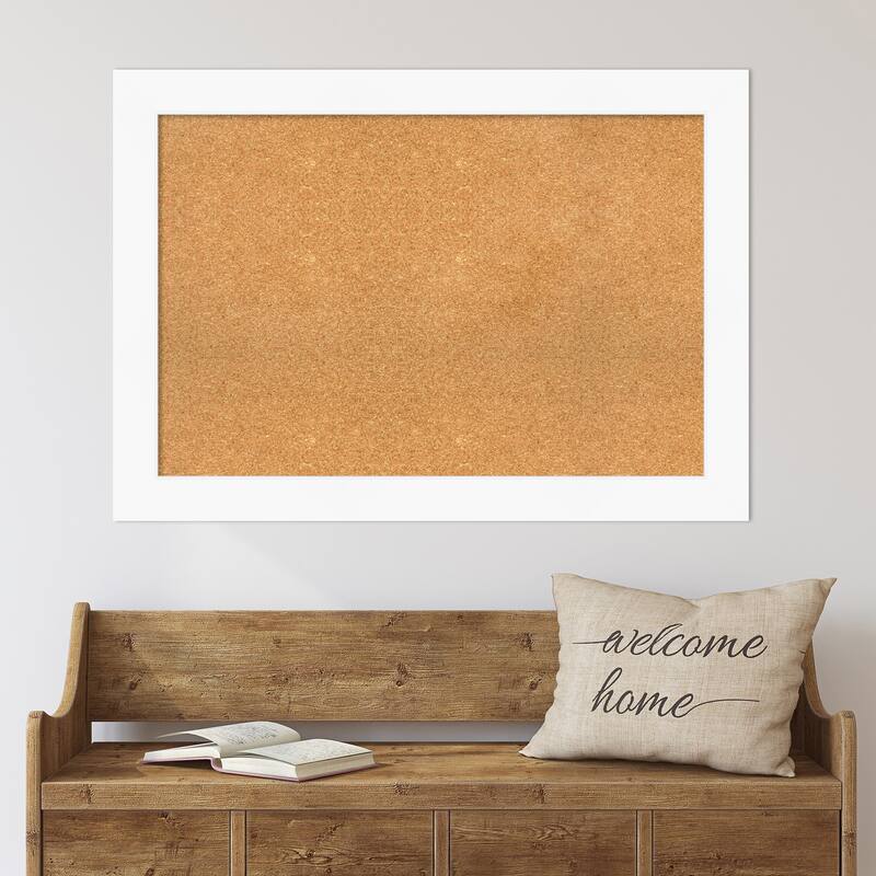 Cabinet White Framed Cork Bulletin Memo Board - 41-Inch x 29-Inch