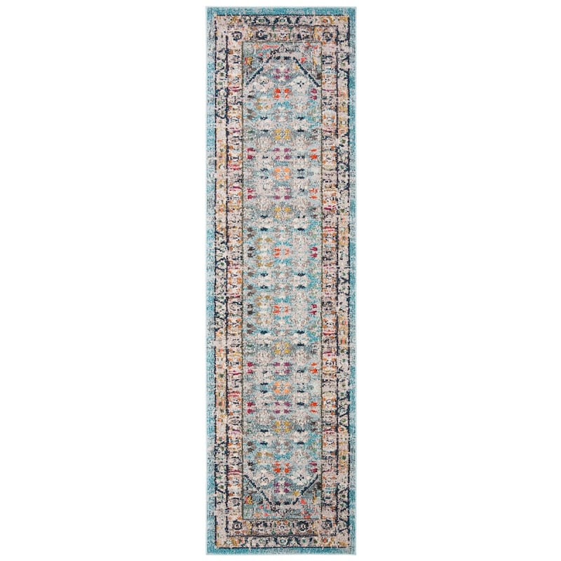 SAFAVIEH Monaco Doretha Boho Rug - 2'2" x 6' Runner - Blue/Light Grey