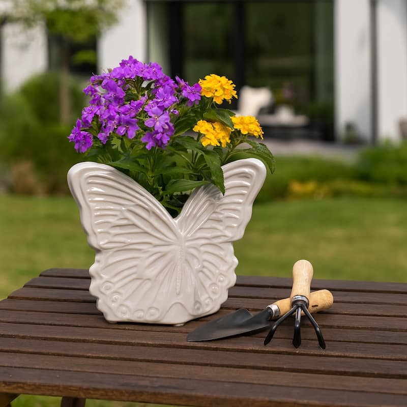 Butterfly Ceramic Planter for Indoor or Outdoor Decor