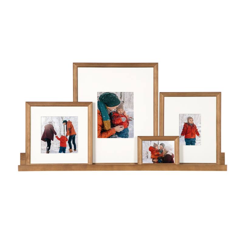 Kate and Laurel Bordeaux Wall Shelf with Frames Set