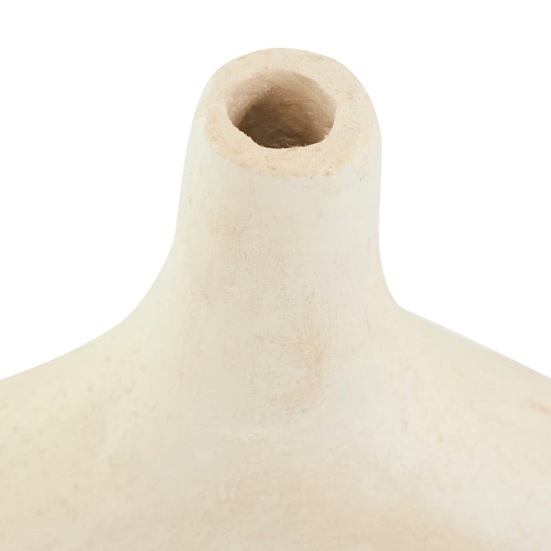 Beige Paper Mache Abstract Double Handle Decorative Vase