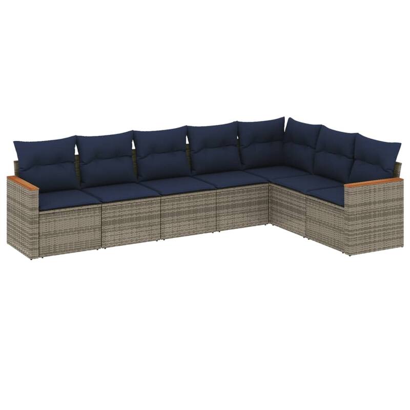 vidaXL Patio Sofa Set with Cushions Outdoor Conversation Furniture Poly Rattan - 24.4x 24.4x 27.2