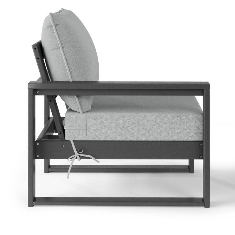 Polytrends Endless Patio Deep Seating Left Arm Chair with Gray Frame