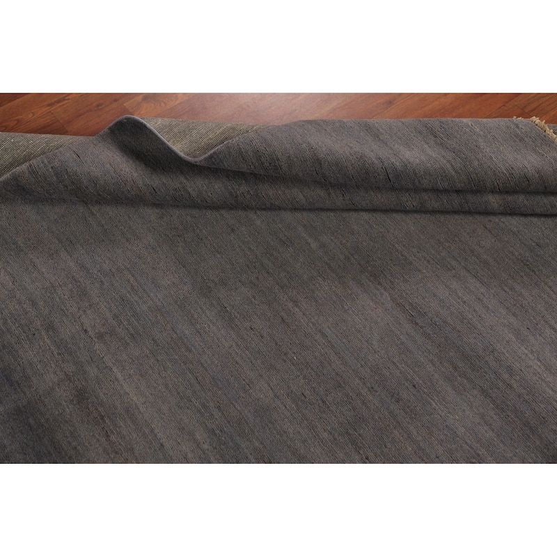 Modern Grey Gabbeh Oriental Area Rug Handmade Wool Carpet - 5'0" x 6'9"