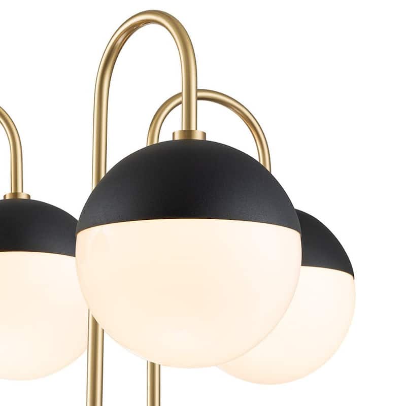 Mid-century 5-Light Opal Glass Globe Sputnik Chandelier