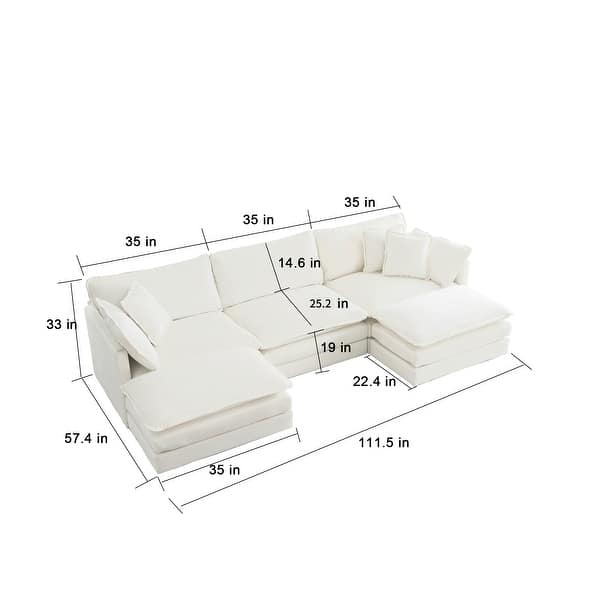 dimension image slide 17 of 23, Cloud Chenille Upholstered Modular Sectional Sofa with DIY Combination Design