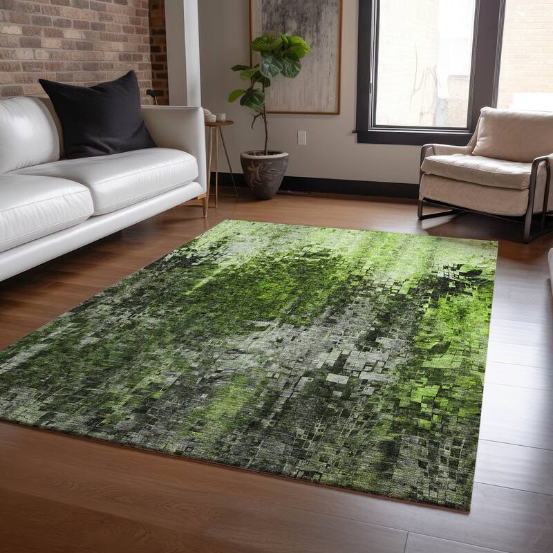 Machine Washable Indoor/ Outdoor Chantille Modern Ombre Rug - Green - 10' x 14'