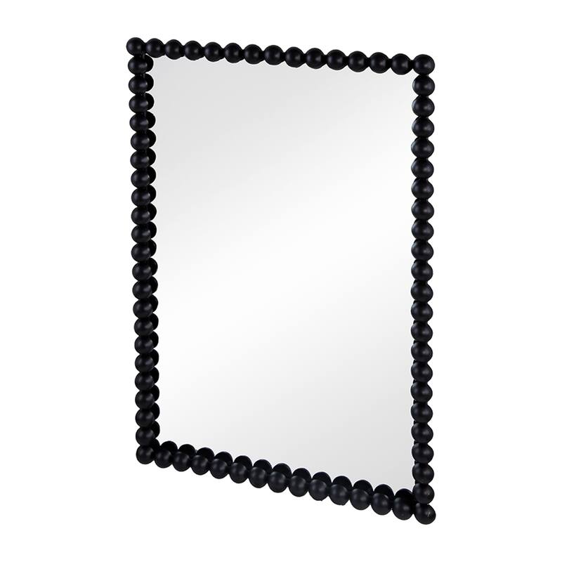 CUSchoice Wall Mirror with Elegant Metal Beaded Frame and Rectangular/Circle Black Mirror