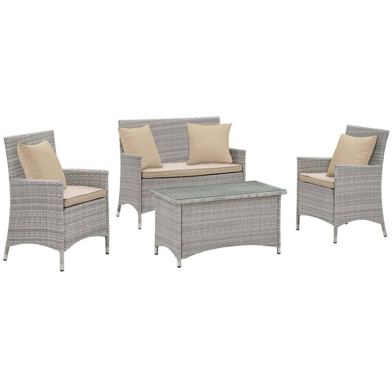 Modway Bridge Rattan 4-piece Outdoor Patio Set with Cushions