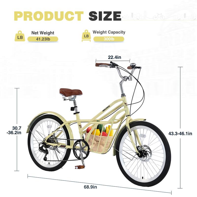 Unisex Commuter Bike - Steel Frame, Multiple Colors, Multiple Speeds - 24