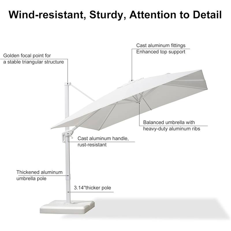 PURPLE LEAF 9 ft White Cantilever Patio Umbrella with 360 Degree Rotation