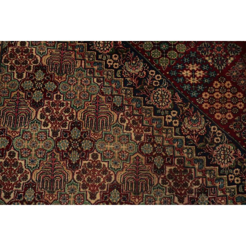 Hand Knotted Oriental 100% Wool Carpet Traditional Floral Red Isfahan Area Rug - 14' 9'' X 10' 5''
