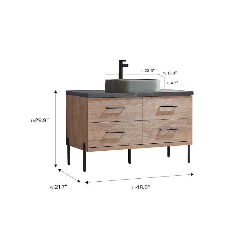 Trento Bath Vanity with Sintered Stone Top with Concrete Sink (O)