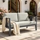 preview thumbnail 117 of 195, Outdoor Teak Solid Wood Patio Furniture Set Loveseat Armchair Table Collection Loveseat - Blackframe-Light Camel