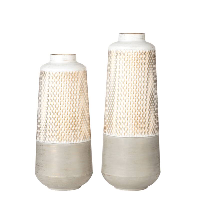 Glitzhome Set of 2 Modern Table Floor Metal Art Vases